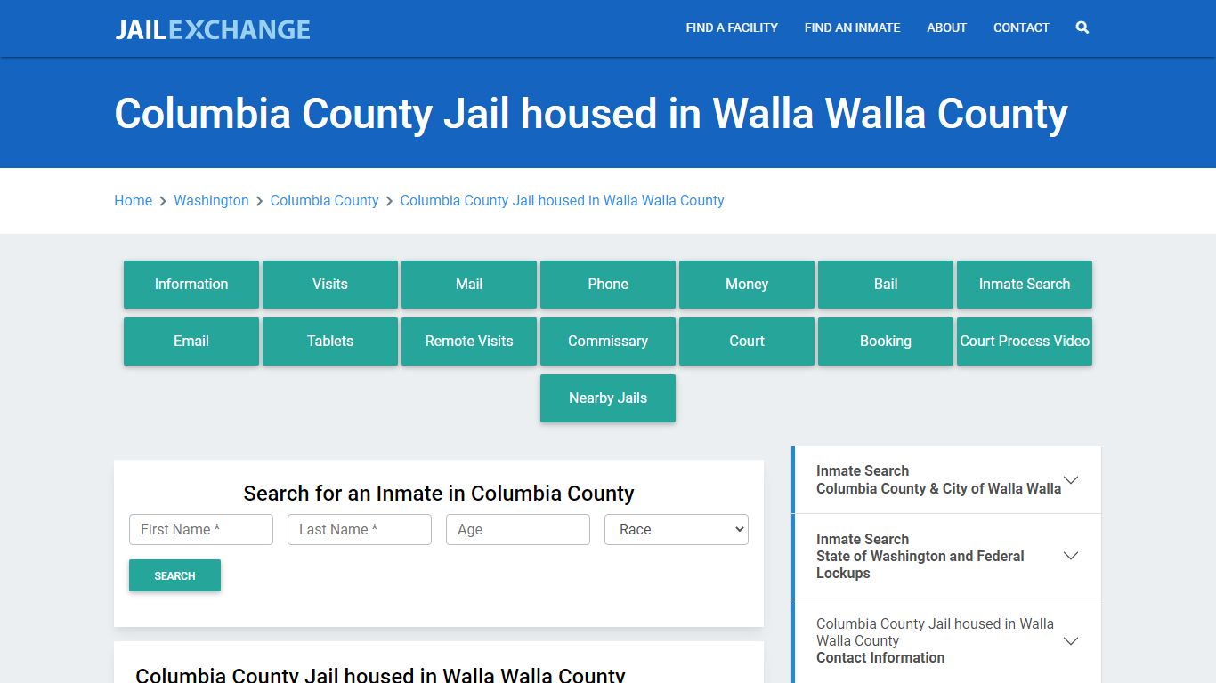 Columbia County Jail housed in Walla Walla County - Jail Exchange
