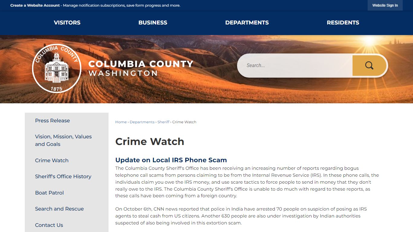 Crime Watch | Columbia County, WA - Official Website